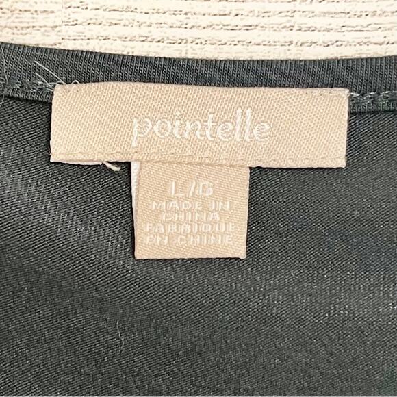 POINTELLE Green Lace Overlay Blouse With Bell Sleeves, L - Picture 7 of 8